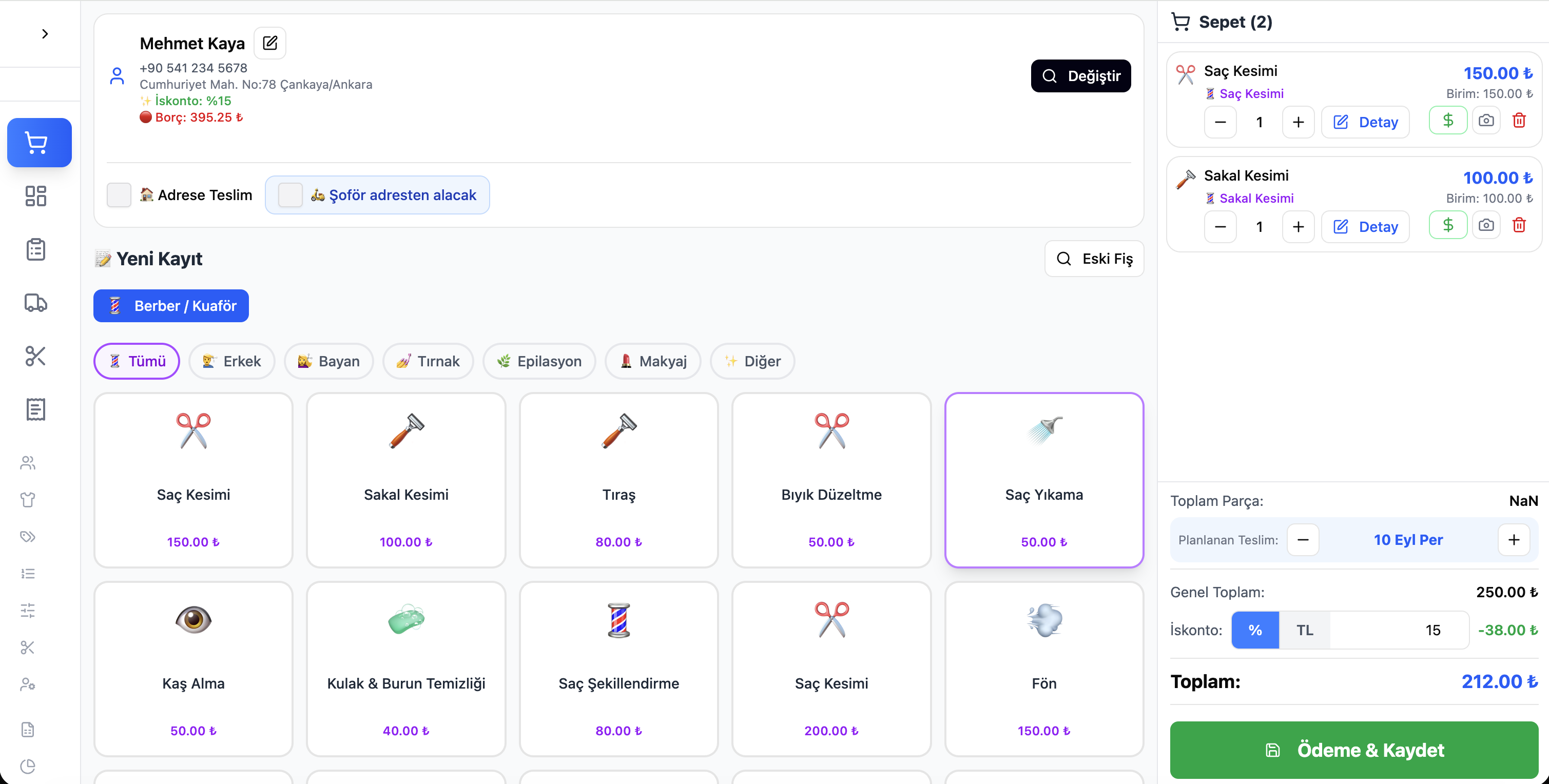Cleandy beauty studio order screen